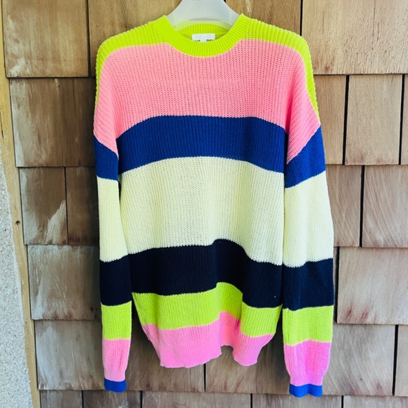 Nordstrom Abound Womens Sweater Size Small Striped Lightweight Crew Neck - Picture 2 of 13